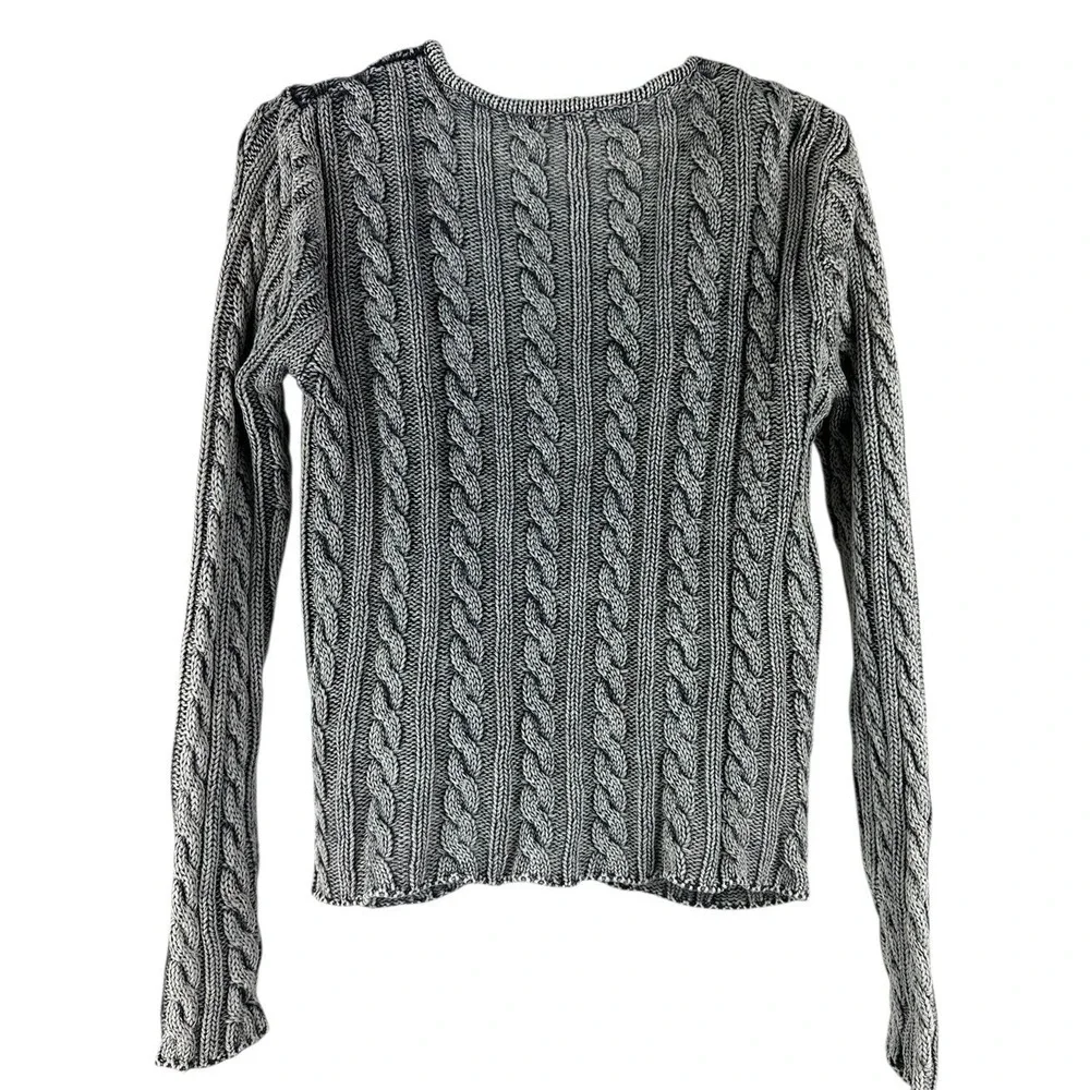 Tulle Women's Sweater M Chunky Cable Knit Fisherman Pullover Zipper Pockets - Picture 11 of 13